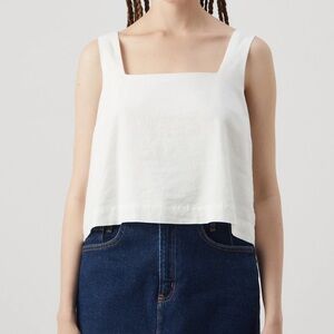 New Gap white linen blend square neck tank